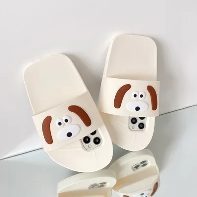 

New Characteristic Style Silicone Slippers Puppies Funny Pattern Apple Mobile Phone Case Covers Applicable For Female 2021