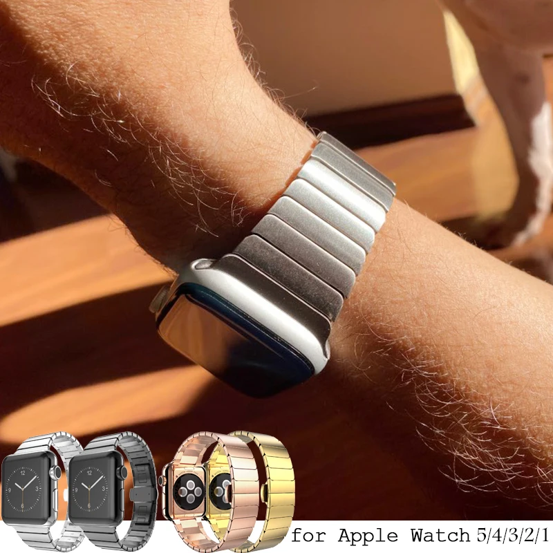 Ремешок из нержавеющей стали для Apple Watch SE 6 5 4 3 2 1 металлический браслет с пряжкой