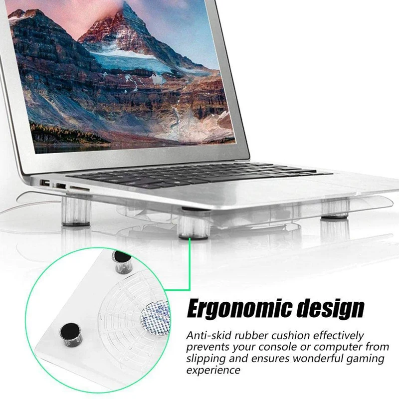 Laptop Fan Cooling Pad with LED RGB Lights Ultra-Quiet USB Non-Slip Rubber Suitable f | Компьютеры и офис