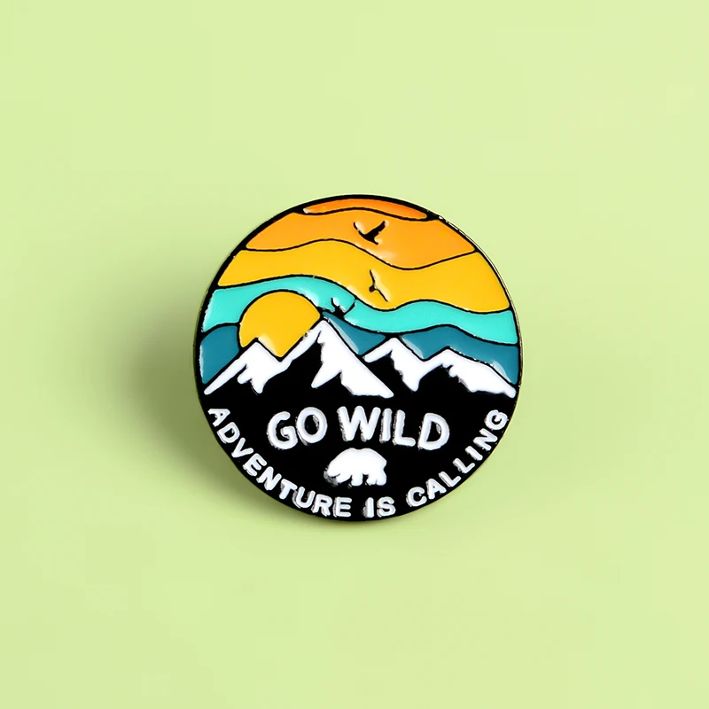 белый медведь GO WID эмаль брошка ADVENTURE IS CALLING Round эмблема Северный полюс снежная