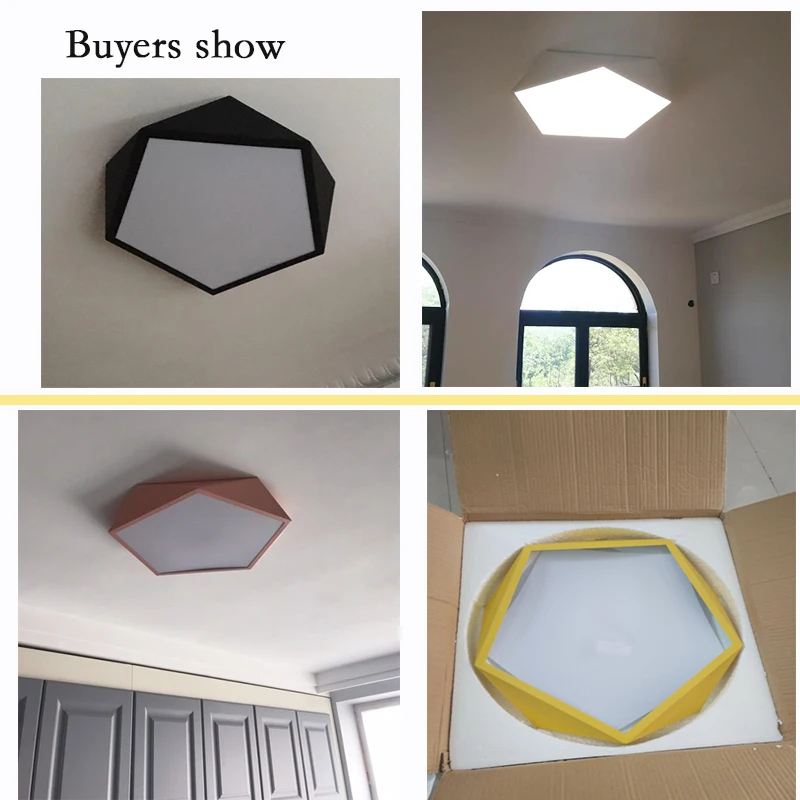$24.48 Macaron color Nordic geometric polygon wrought iron led ceiling lights personality creative living room bedroom dining room lamp