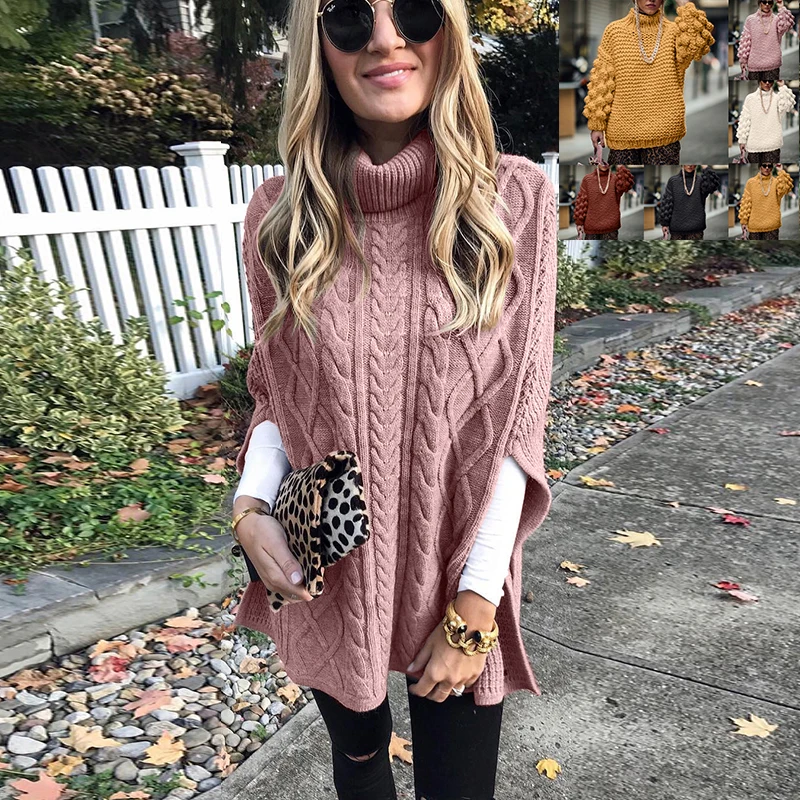 

Umeko Fall Winter Sweaters Women Solid Turtleneck Sweater Designer Ladies Long Pullover Top Fashion Sweater Female Loose Casual