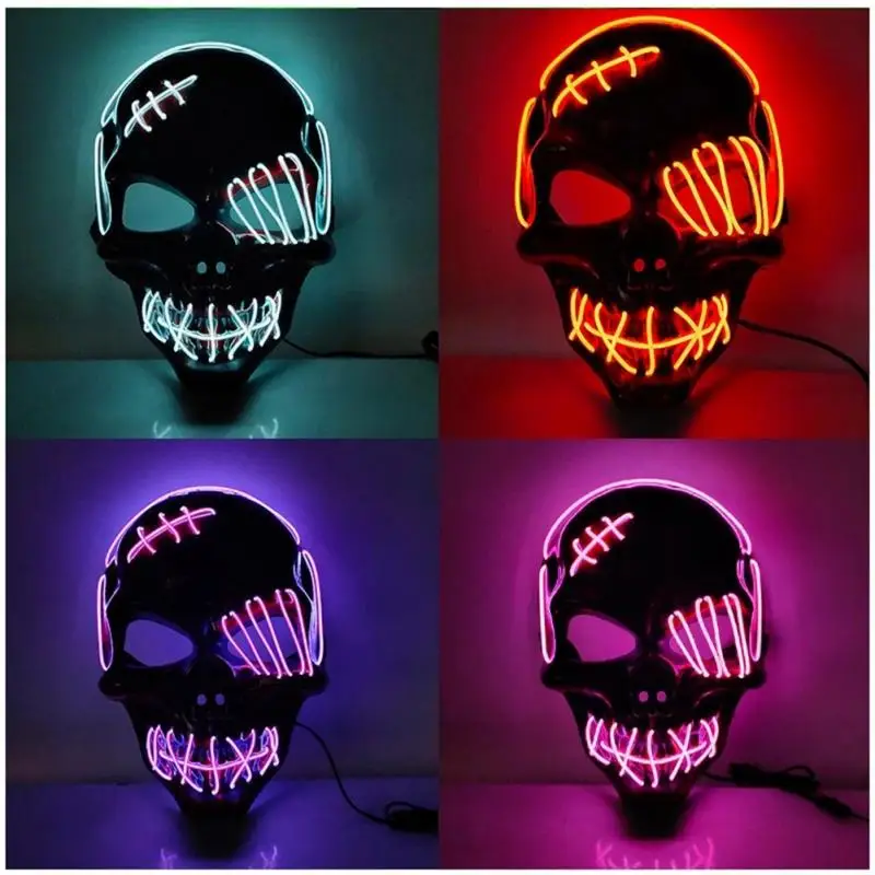 

Halloween Neon Mask Luminous Glowing LED Mask Horror Carnival Masque Masquerade Glow In The Dark Halloween Cosplay Costume