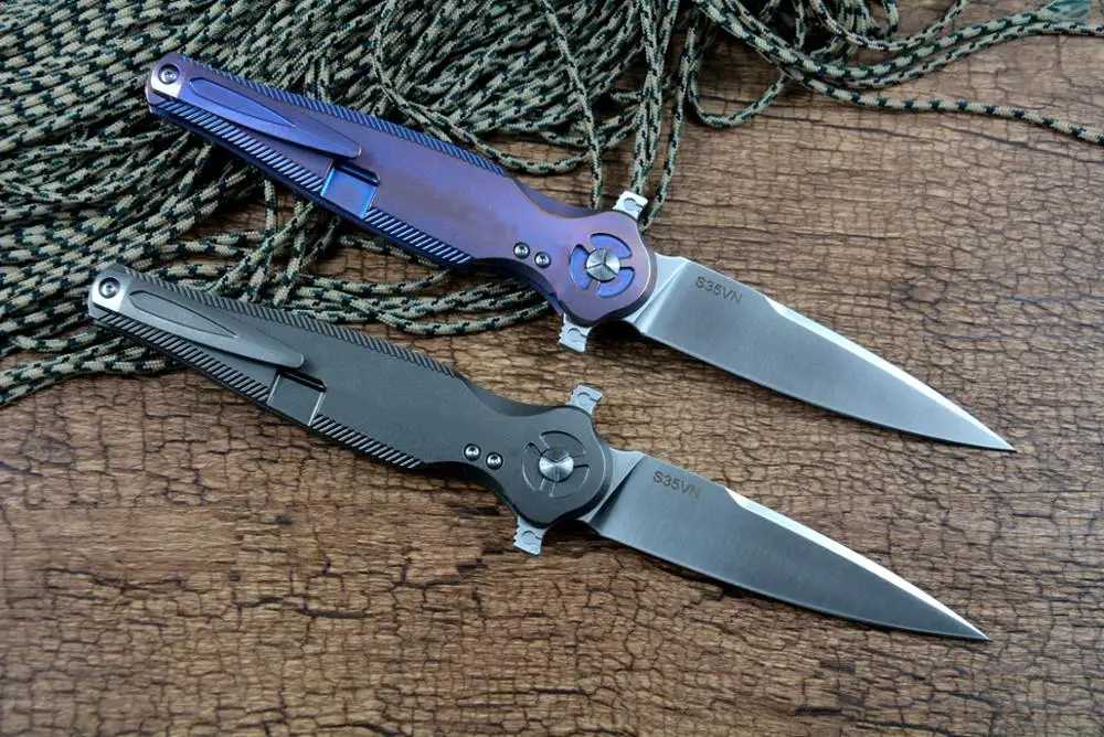 Y-START Новый Ножи S35VN лезвия шариковый подшипник шайба Титан с титановой ручкой