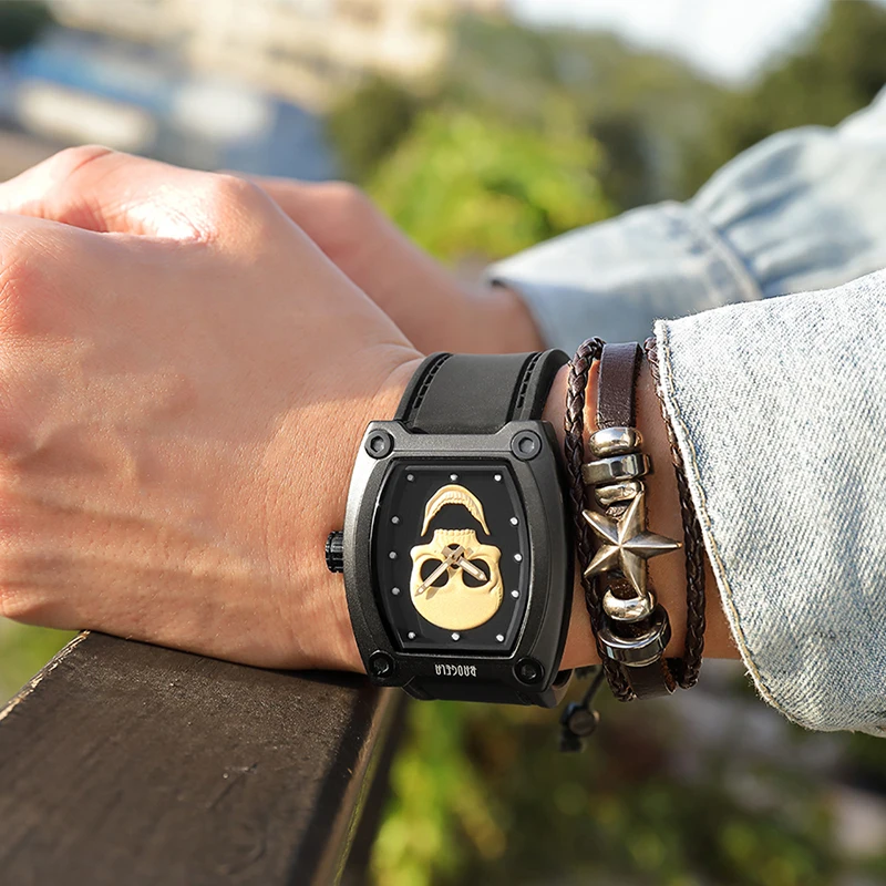 BAOGELA nouveau Спорт кварцевые squelette montres bande de Silicone грудь для люминисцентных crâne montre-браслет homme Relogios Mascu