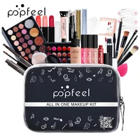 popfeel all in one makeup kit eyeshadow eyeliner foundation cream concealer lipstick brush makeup set with cosmetic bag