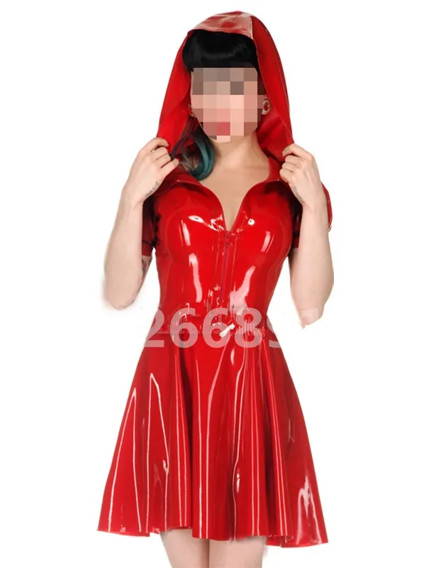 Женское сексуальное платье А-силуэта латексное резиновое с крышкой |