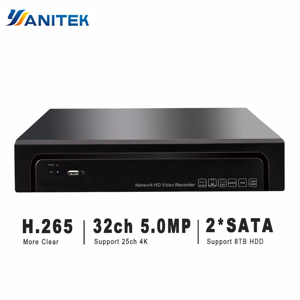 Камера видеонаблюдения H.265/H.264 32 канала 5 Мп ONVIF UHD 4K 25 каналов NVR DVR IP 2 SATA поддержка 8