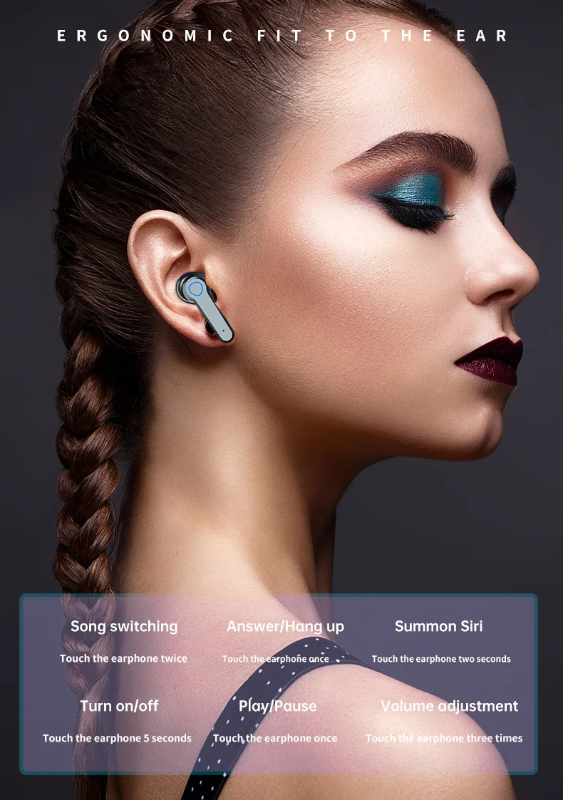 M19 наушники вкладыши TWS Bluetooth V5.0 Active Шум с шумоподавлением светодиодный Дисплей