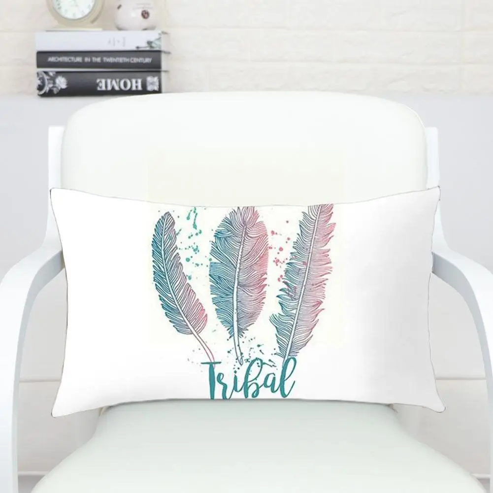 

Home Decoration Short Plush Pillow Case Feather Mandala Decor Seat Sofa Soft Home Cushion Rectangular Bedroom Cover Z9Q1