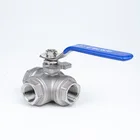 Трехходовой шаровой кран из нержавеющей стали 304, тип L, T, 14 дюйма, 38 дюйма, 12 дюйма, 1 дюйм, DN8, DN10, DN15, DN20, DN25, BSP, с внутренней резьбой