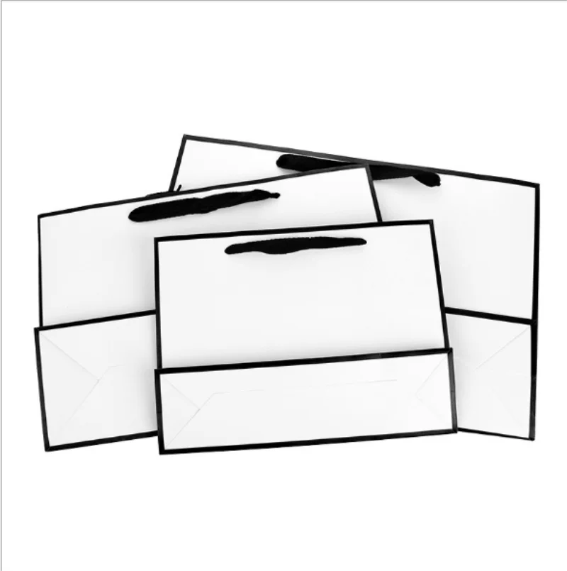 

10PCS High Quality Pure Color White Paper Gift Bag Kraft Paper Candy Box And Handle Wedding Birthday Party Gift Packaging