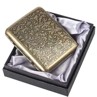 luxury carved brass cigarette box thick retro cigarettes case tobacco men smoking nice gift