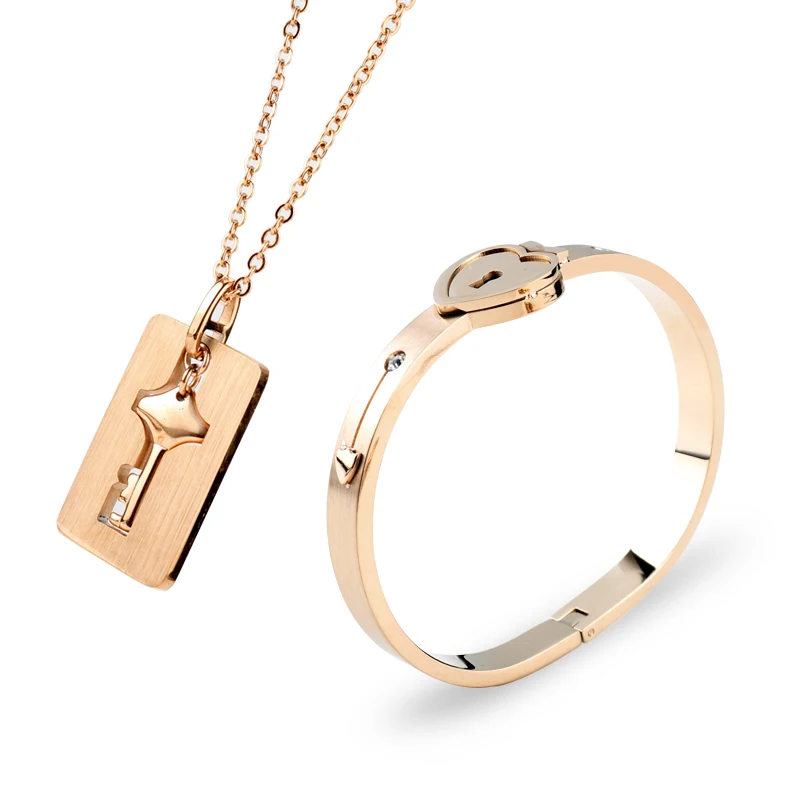 Романтический браслет с подвесками в виде сердца ожерелье милый замок ключ для