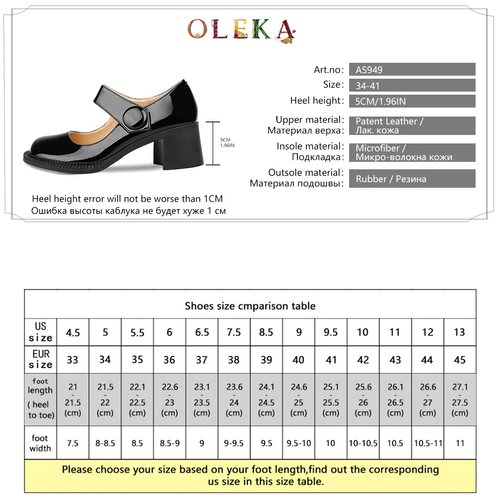 

OLEKA Square Heel Women Shoes 2020 Sweet Style Rome Strange Heelcasual Spring/autumn Mary Janes Round Toe Heels AS949