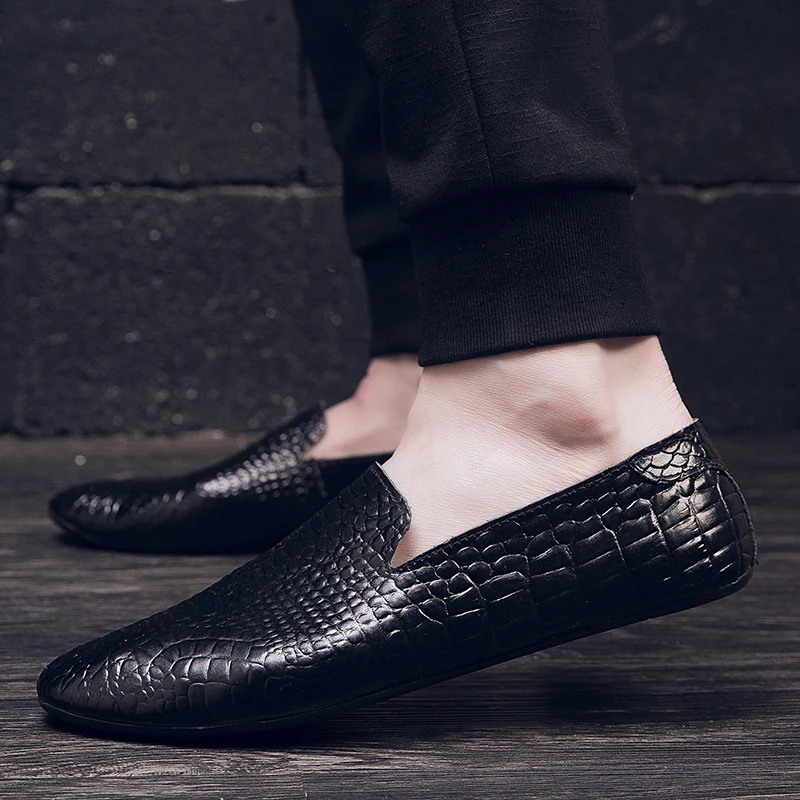 

Мокасины мужские из натуральной кожи, повседневные уличные модные лоферы, без застежки, плоская подошва, мокасины