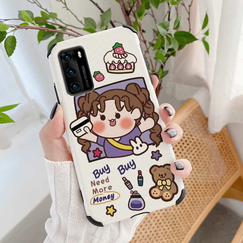 

Cartoon Bear Phone Case For Huawei P40 P40Pro P40Lite Pro Lite Liquid Silicone Cover