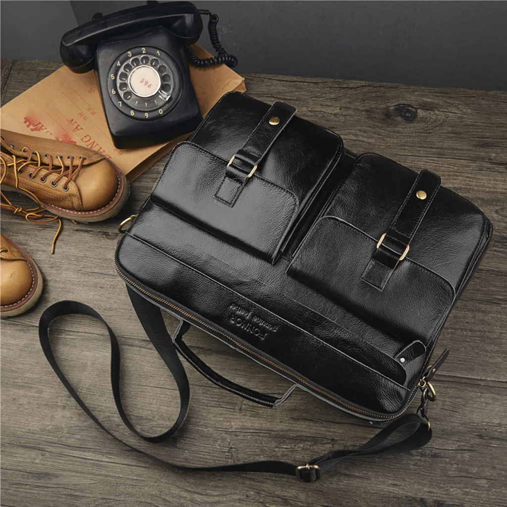 Мужские сумки-мессенджеры 2019 винтажная многослойная кожаная сумка на молнии