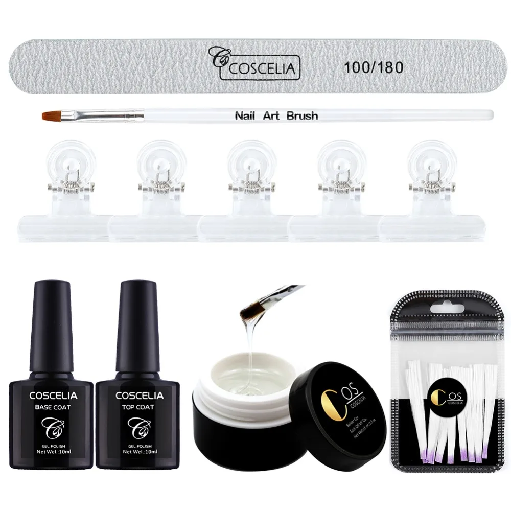 COSCELIA светодиодный Lanp Fibernails строительный гель стекловолокно для наращивания ногтей Акриловые ногти Советы набор маникюрных инструментов