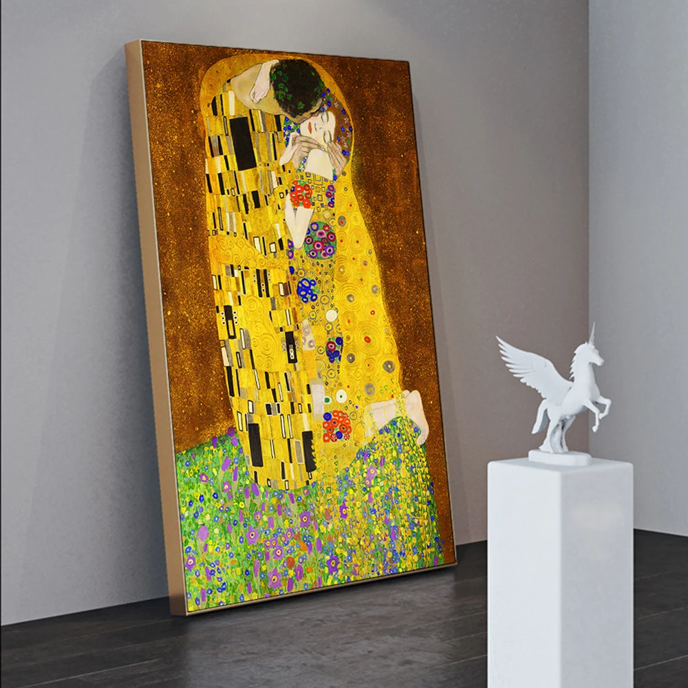 Gustav Klimt Kiss искусство брезент женский знаменитый Золотой Классический