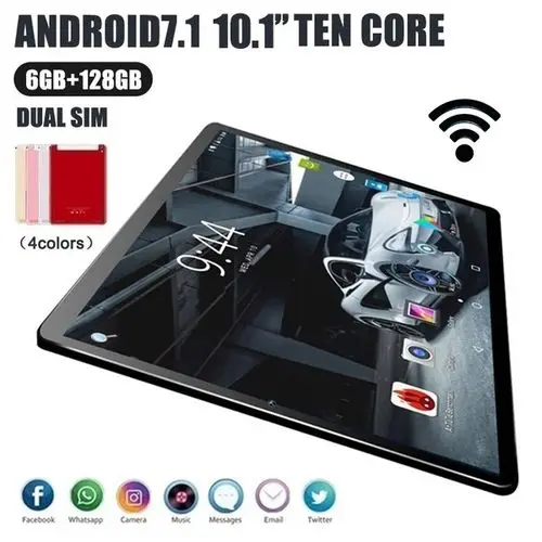 10 дюймовый планшет с четырёхъядерным процессором ОЗУ 6 ГБ ПЗУ 64 8 1x1280 Android
