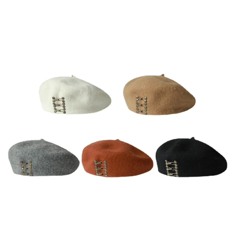 

Ymh Beret High Quality Autumn and Winter New Rivet Beret British Vintage Painter Hat Pumpkin Hat Japanese and Korean