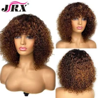 jerry curly short bob human hair wigs with bangs ombre blonde colored wigs for women glueless machine made brazilian remy hair