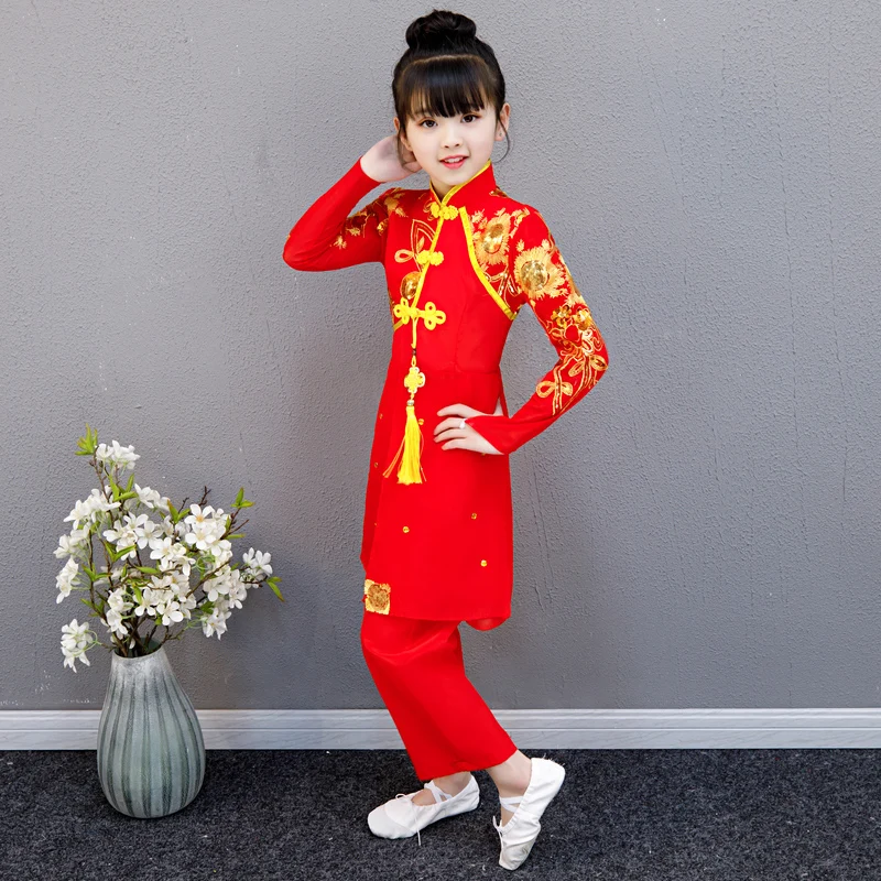 Детский классический танцевальный костюм для девочек Национальный Красный