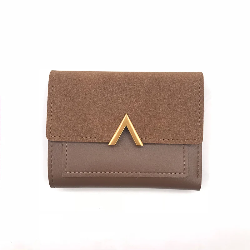 Coffee Матовый кошелек, женский кожаный маленький кошелек на молнии, Женский кошелек для монет, тонкие короткие женские кошельки и кошельки для кредитных карт, держатель для карт на застежке - Цвет: Coffee