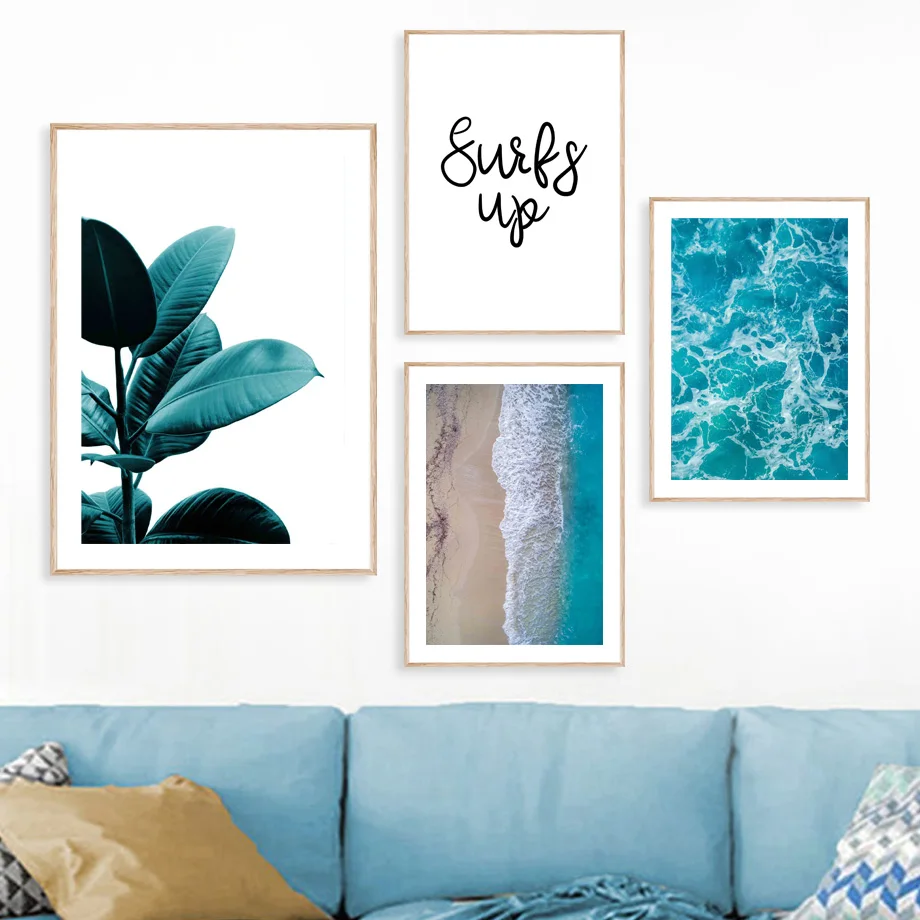 

Green Palm Leaf Trees Ocean Beach Bedroom Wall Art Canvas Painting Nordic Posters And Prints Wall Pictures For Living Room Decor
