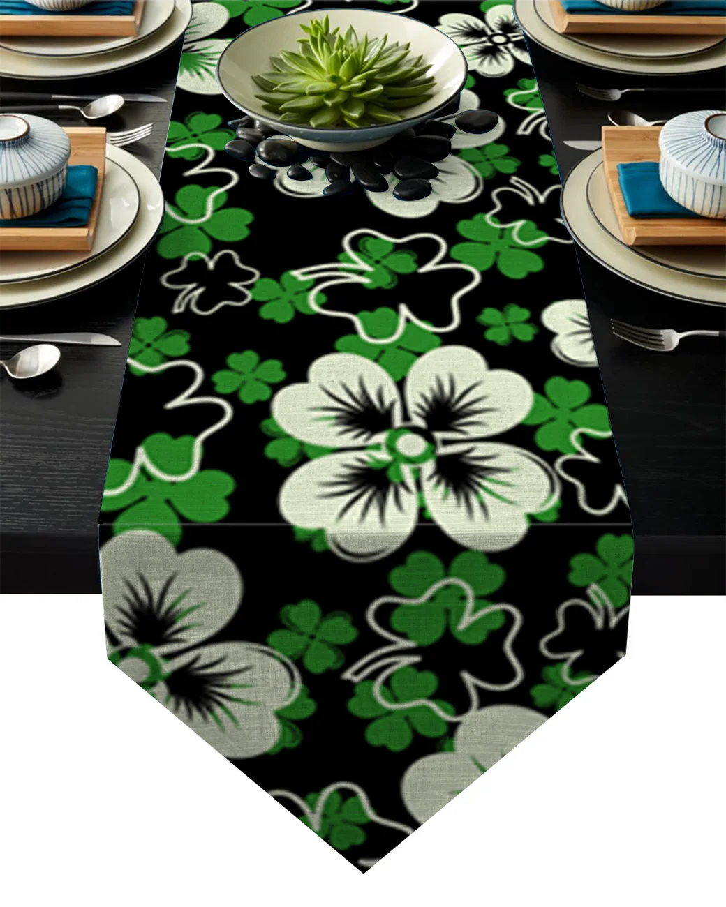 День Святого Патрика Клевер зеленый счастливый настольная дорожка Настольный