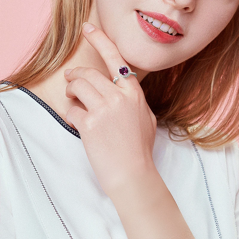 Cdyle, женское блестящее вращающееся кольцо с фиолетовым кристаллом от Swarovski, регулируемые свадебные кольца серебряного цвета для девочек, Роскошные бренды