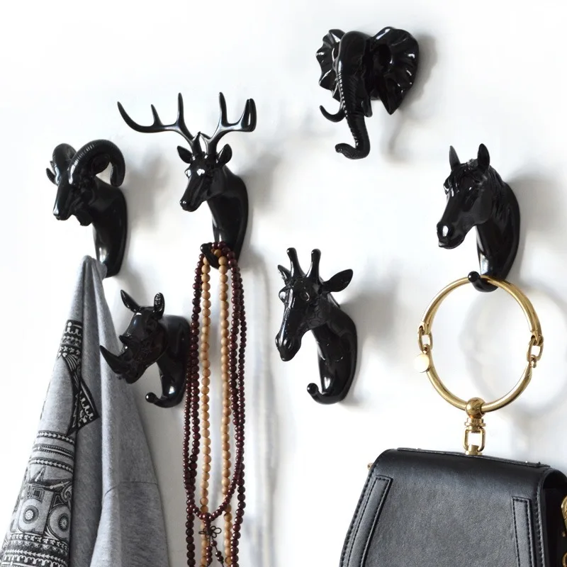

Hanger Keys Creative American Hanging Hook Holder Wall Home Strong Seamless Sticking Hook Decorative Hook Creative Animal Hooks