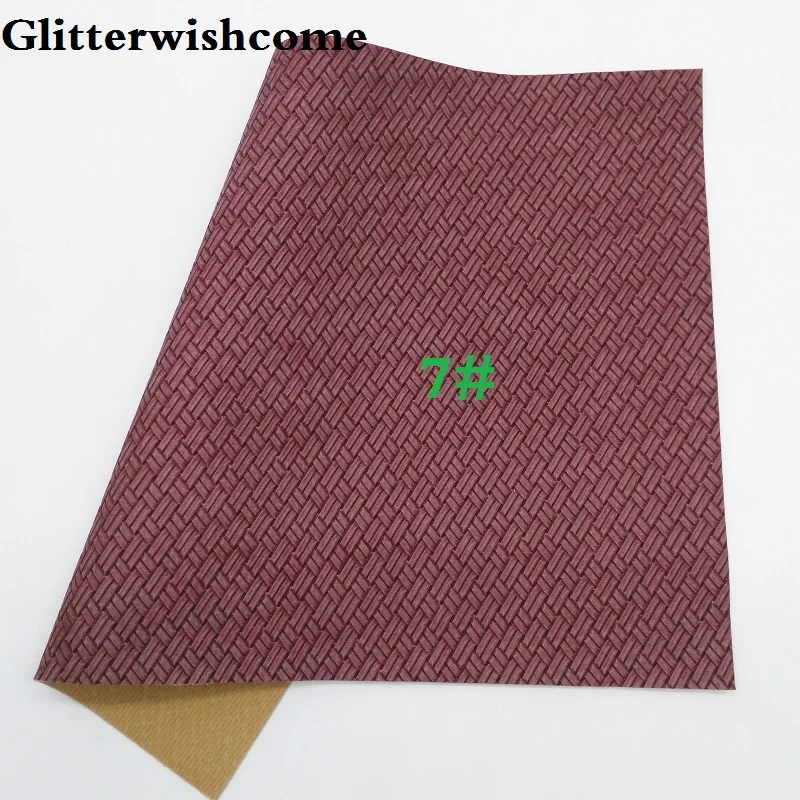 7 Glitterwishcome 21X29 см A4 размер винил для бантов тиснение ткачество, зерно кожа ткань искусственная кожа листы для бантов, GM158A - Цвет: 7