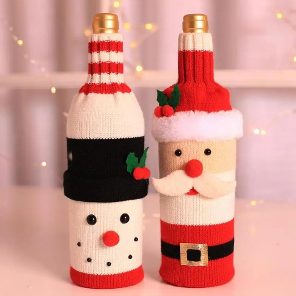 

Рождественский снеговик винная бутылка практичный тканый чехол для винной бутылки Деда Мороза