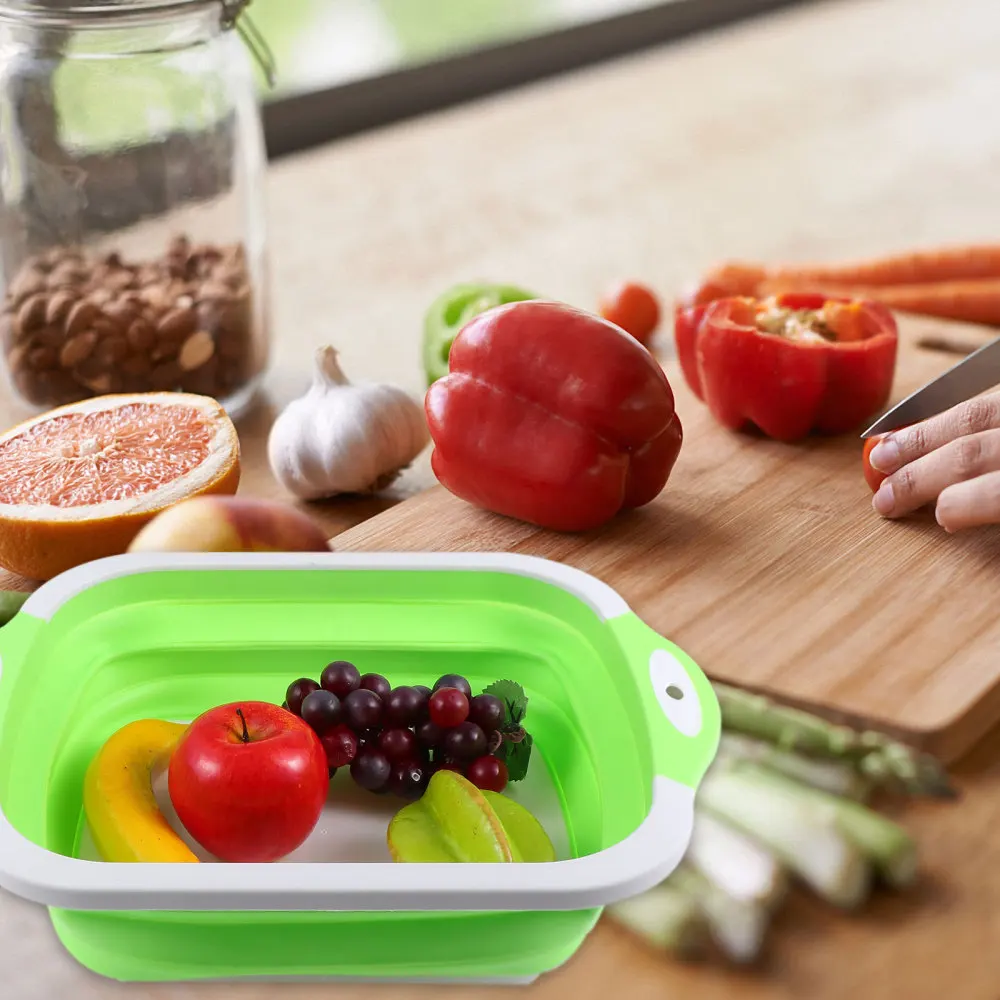 

1pc Home Cutting Board Foldable Chopping Board Kitchen Accessories Drain Basket