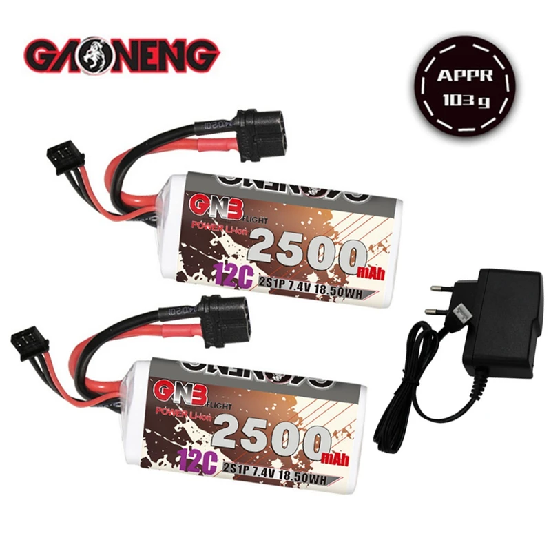 

Литий-полимерный аккумулятор Gaoneng GNB 18650 FPV 2S 7,4 в 2500 мАч 12C/24C для FPV дрона радиоуправляемого вертолета автомобиля лодки БПЛА Запчасти для ради...
