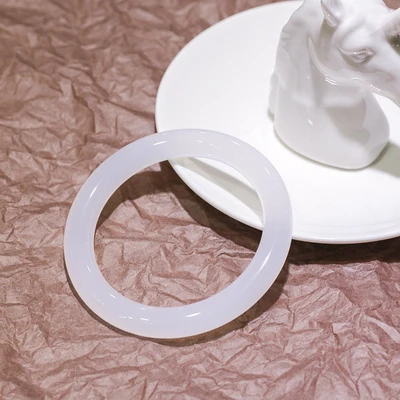 

Zheru Jewelry Natural White Agate Chalcedony 54-64mm Bracelet Elegant Princess Jewelry Best Gift for Mother and Girlfriend