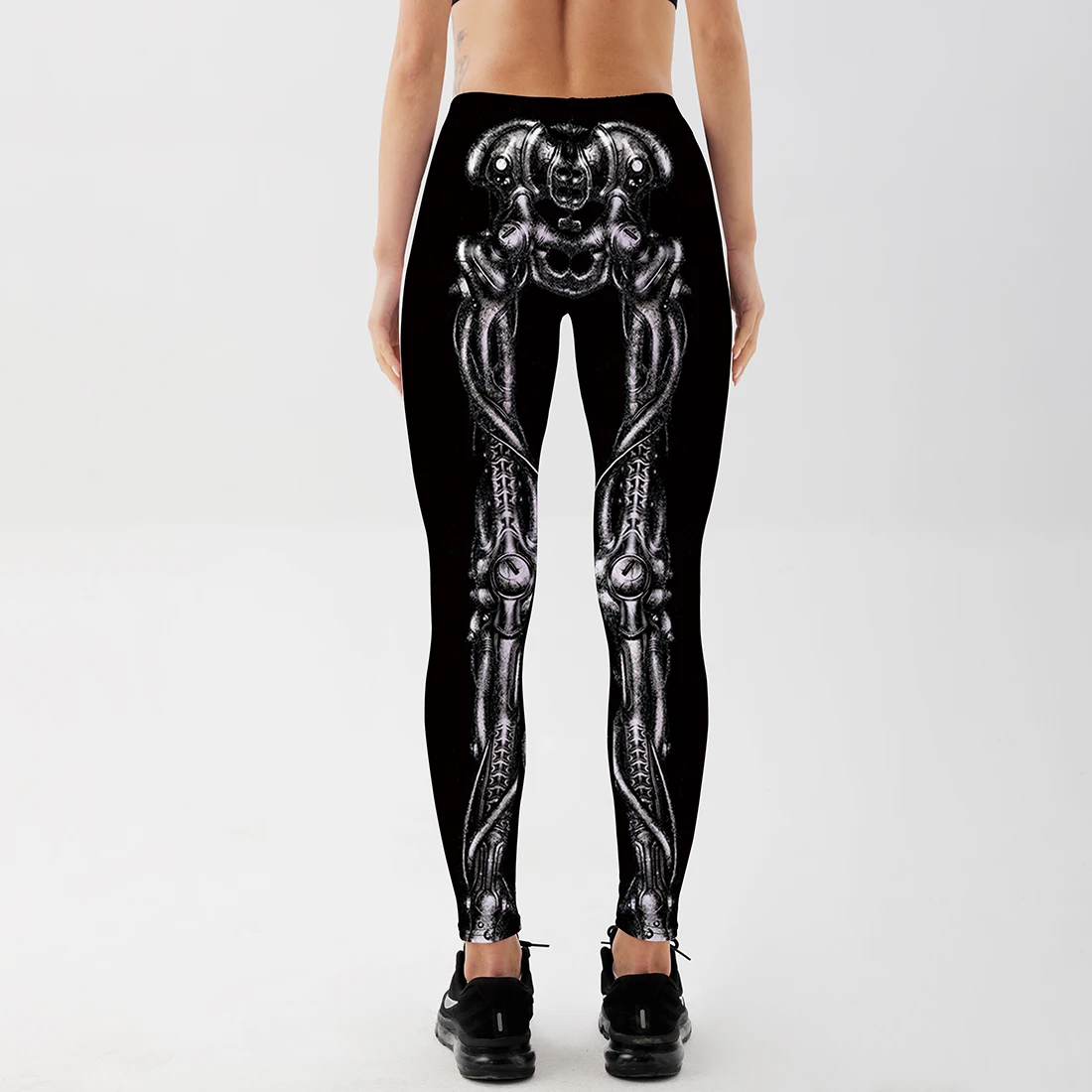 Новое поступление Леггинсы для женщин тонкие модные Механические Кости черные