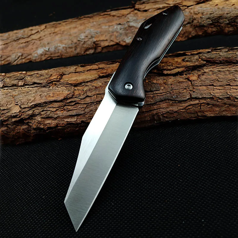Black handle Лидер продаж складной нож для повседневного использования бритва Тактический походный карманный нож для выживания 440C лезвие деревянная ручка Открытый инструмент для выживания охоты - Цвет: Black handle