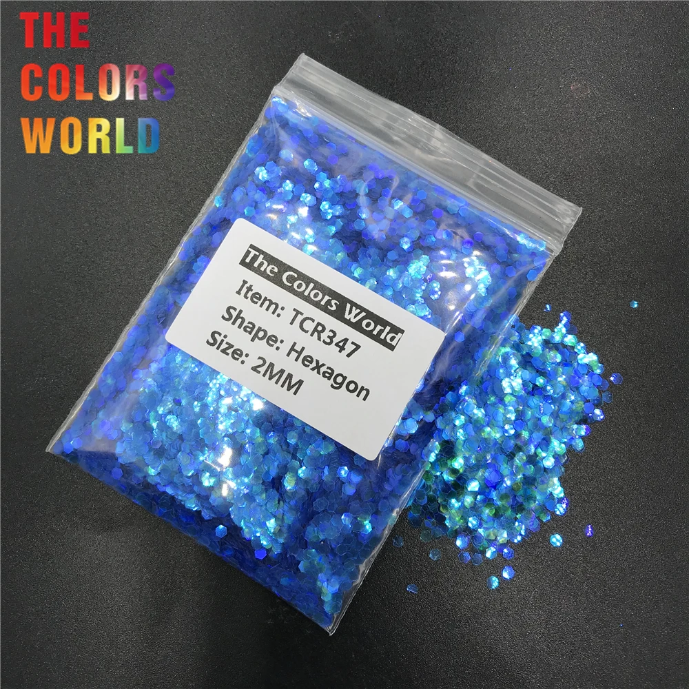 TCR347 переливчатая Радуга небесно-голубого цвета Шестигранная форма ногтей для УФ