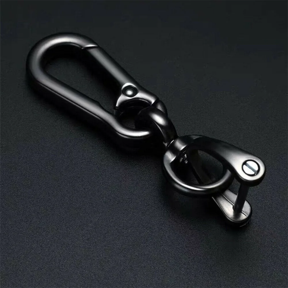 

1pc Car Keychain Products Creative Metal Zinc Alloy Keyring 8 Shape Buckle + Horseshoe Buckle Gun-Black For Cars Bags Parts