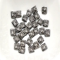 500 black silver acrylic square flatback dotted rhinestone gems 6x6mm