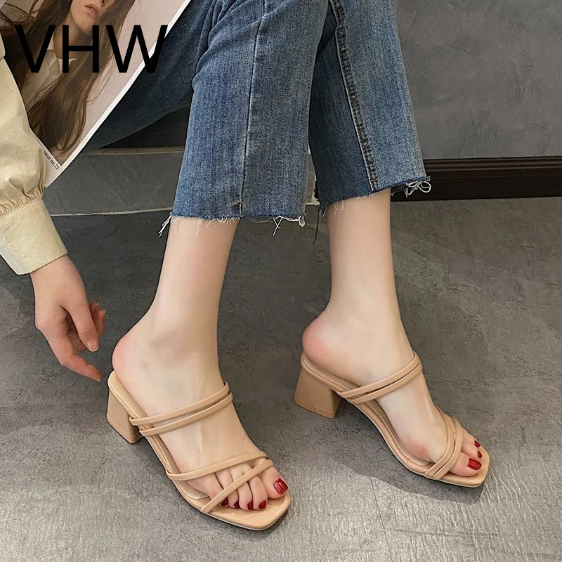 

2021 Summer Elegant Sandals Women Square Toe High Heels Lady Pumps Platform Shoes Women Buckle Strap Narrow Band Sandals Black
