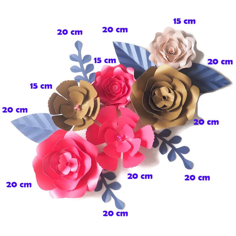 6 шт. + листья гигантские бумажные цветы