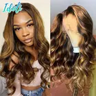 13X4x1 бразильские волнистые человеческие волосы Remy, парик, выделитель Omber, цветные кружевные передние парики HD, предварительно выщипанные T-образные парики на сетке