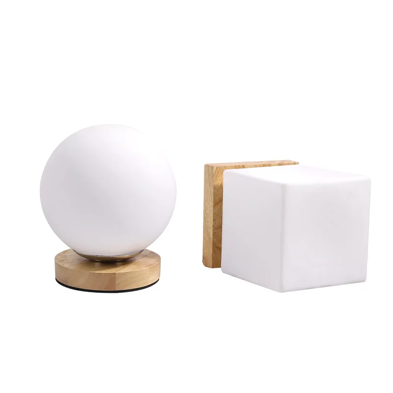 

Glass Modern Table Lamp Romantic Minimalist Creative Bedroom Cozy Desk Student Net Red Solid Wood Led Bedside Lamp Home Decor