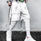 Брюки-карго мужские тактические, двухслойные штаны с лентами, с вышивкой, джоггеры, брюки в стиле хип-хоп, Повседневная Уличная одежда в стиле Харадзюку