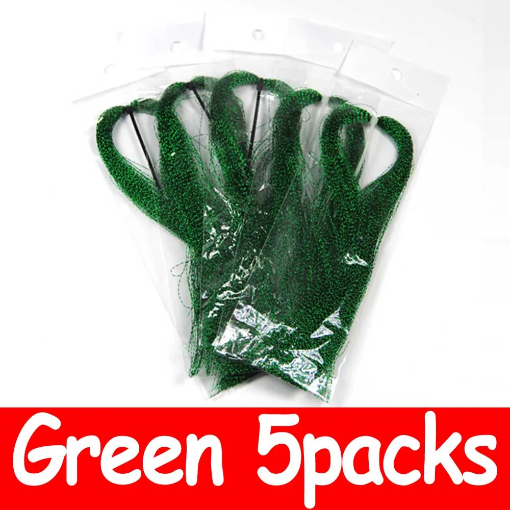 Green 5 packs Wifreo 5 упаковок Flashabou Голографическая мишура для ловли нахлыстом, завязывающаяся кристальная светящаяся струнная приманка с крючками для изготовления рыболовного материала розового цвета - Цвет: Green 5 packs