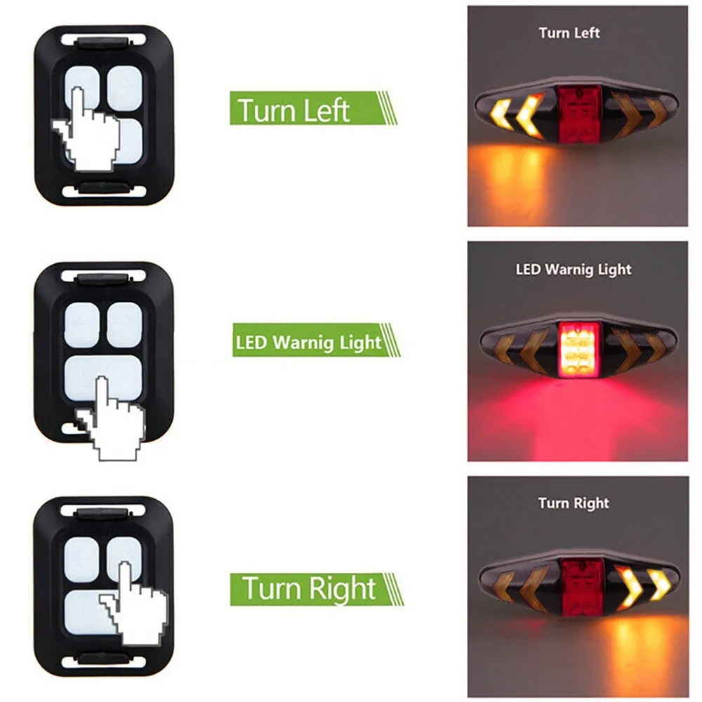 

Bicycle turn signal LED signal light waterproof bicycle tail light wireless remote control mountain bike road bike warning light